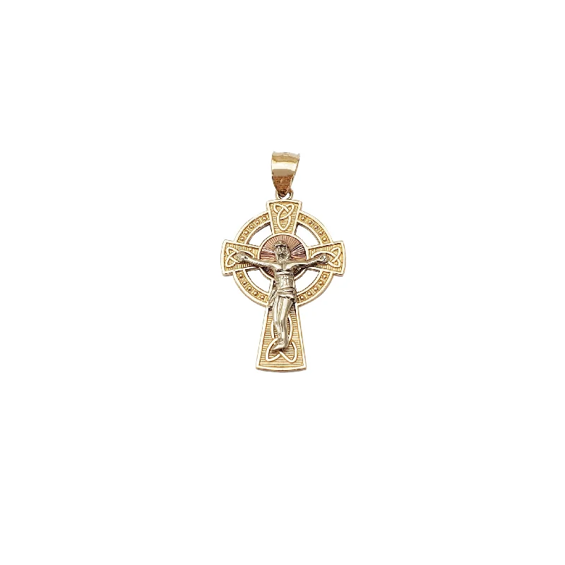 Retro - Inspired Art Deco - Patterned Pendant in Silver for Vintage LoversTri-Color Crucifix Pendant (14K)