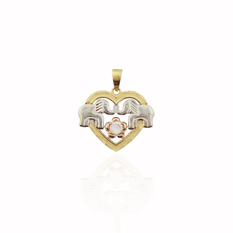 18K Gold - Plated Angel Wing Pendant for a Symbolic and Elegant AccessoryTri-color Elephant Heart CZ Pendant (14K).