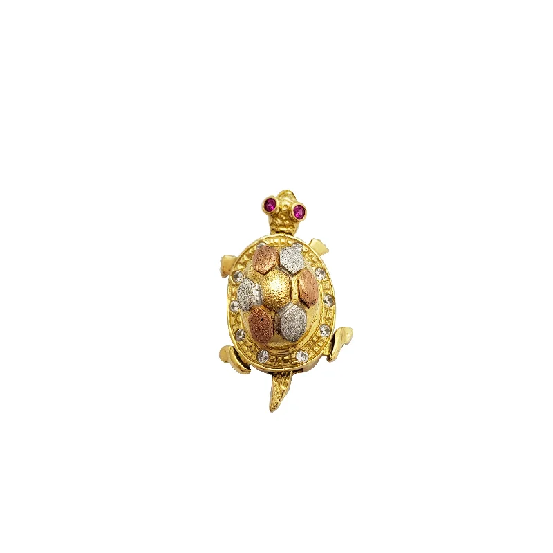 Pave - Set Cubic Zirconia Crown Pendant Necklace for Little Princess - Themed Birthday PartiesTricolor Turtle Pendant (10K)