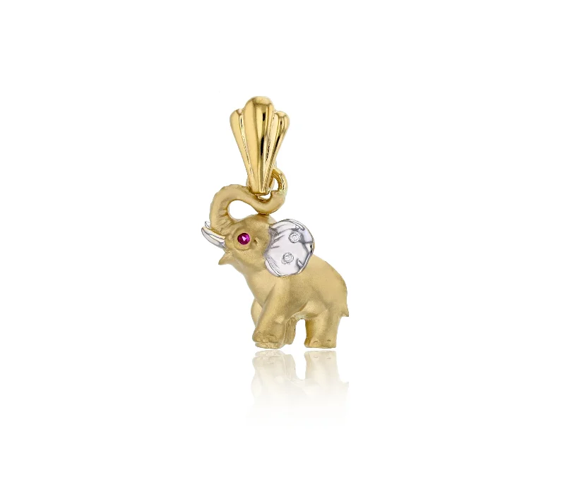 Adjustable - Chain Cubic Zirconia Solitaire Pendant for a Sparkling GiftTwo-tone Elephant Pendant (14K)