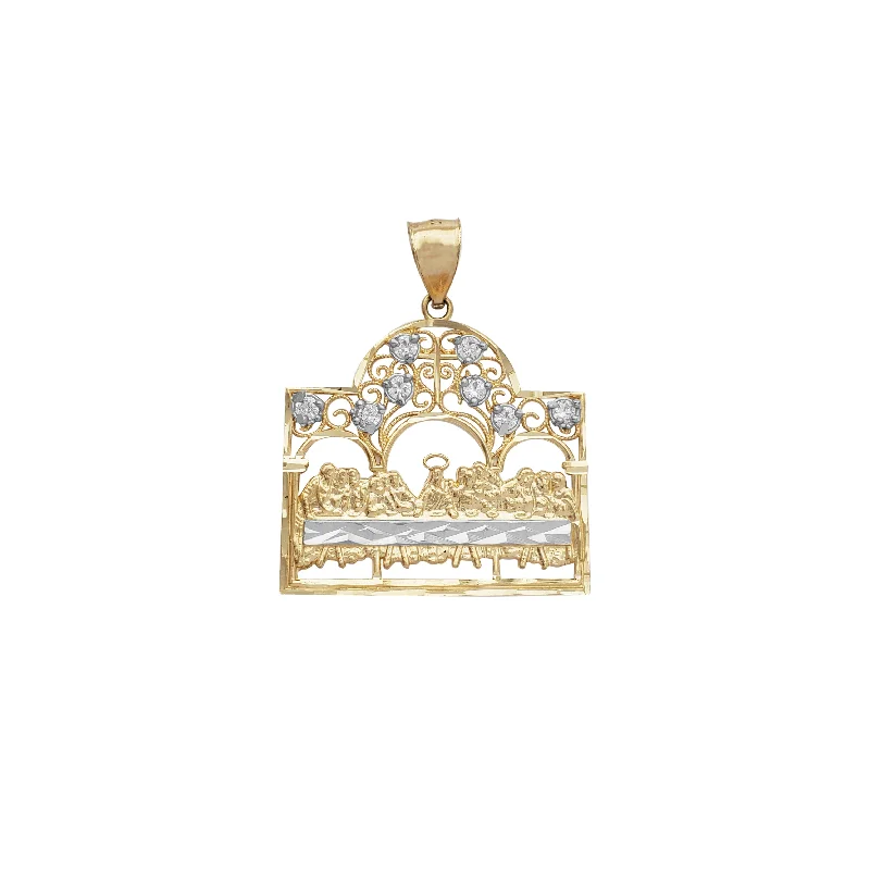 Retro - Inspired Art Deco - Patterned Pendant in Silver for Vintage LoversTwo-Tone Outlined Last Supper Pendant (14K)