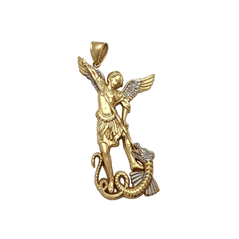 Magnetic - Locking Pendant with Hidden Compartment for Secret MessagesTwo-Tone Saint Michael Pendant (14K)