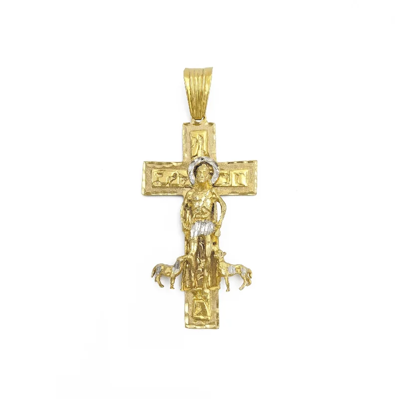 Adjustable - Chain Cubic Zirconia Solitaire Pendant for a Sparkling GiftTwo-Toned Saint Lazarus Cross Pendant (14K)