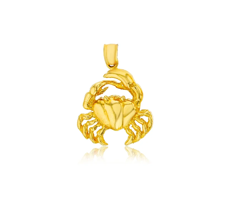 Magnetic - Locking Pendant with Hidden Compartment for Secret MessagesYellow Gold Crab Pendant (14K)