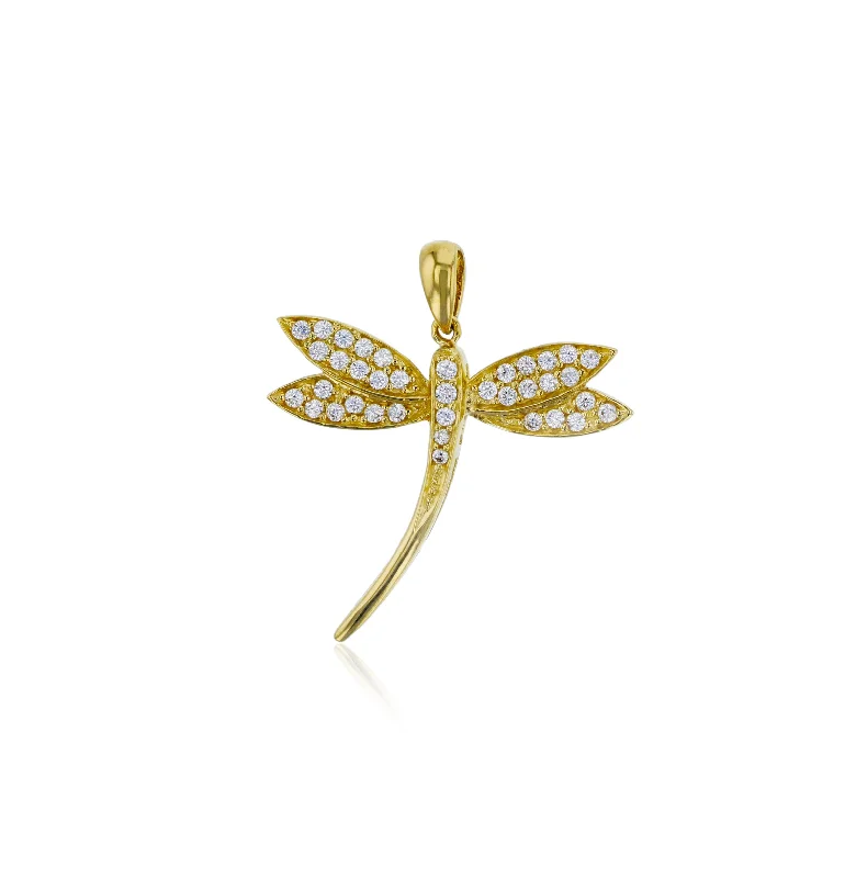 Military - Inspired Dog Tag Pendant with Engraved Service NumbersYellow Gold CZ Dragonfly Pendant (14K)