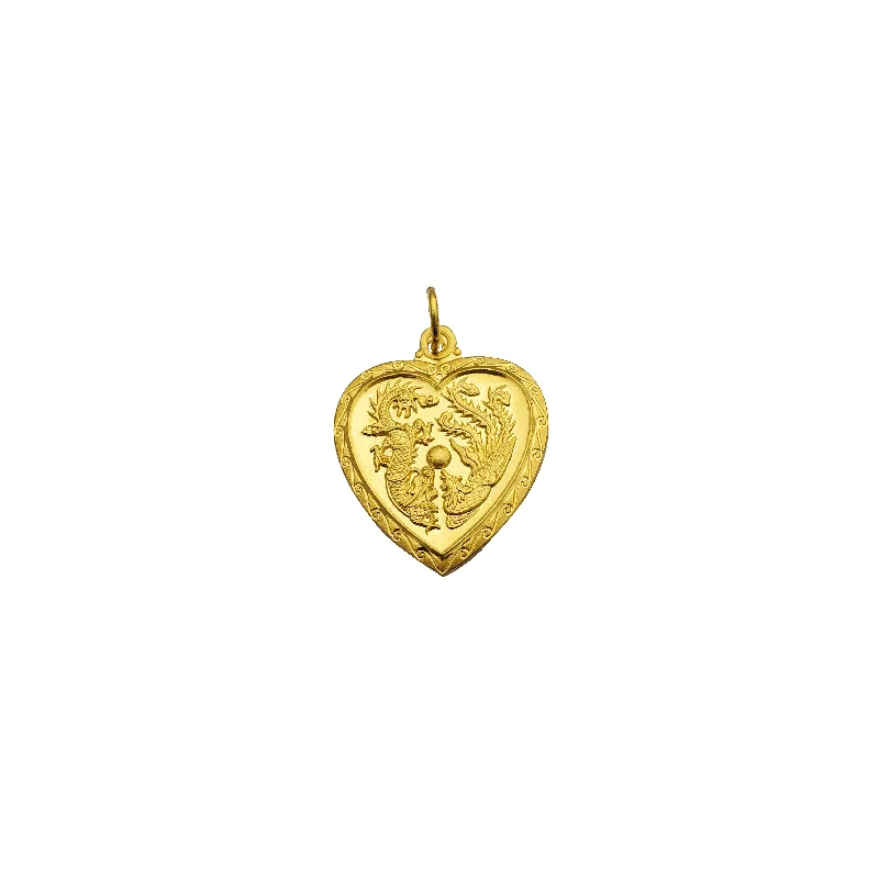 Custom - Engraved Initial Pendant Necklace in Sterling Silver for Mother's Day GiftYellow Gold Double Side Heart Pendant (24K)