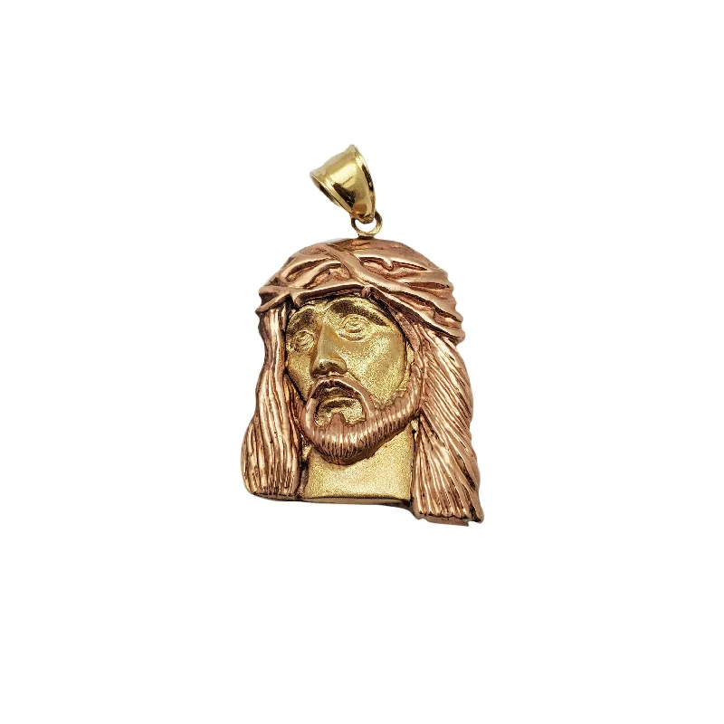 Double - Heart Pendant with Interlocking Design for CouplesRose Hair Jesus Head Pendant (14K)