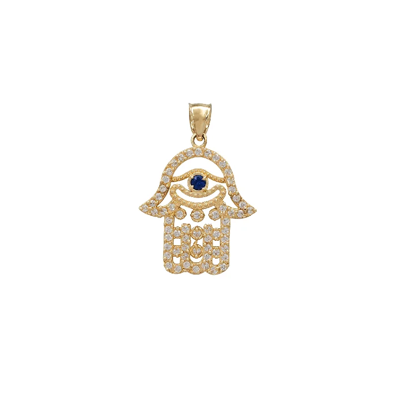 3D - Printed Polymer Clay Animal - Print Pendant for a Fun and Quirky AccessoryZirconia Blue Evil Eye Hamsa Pendant (14K)